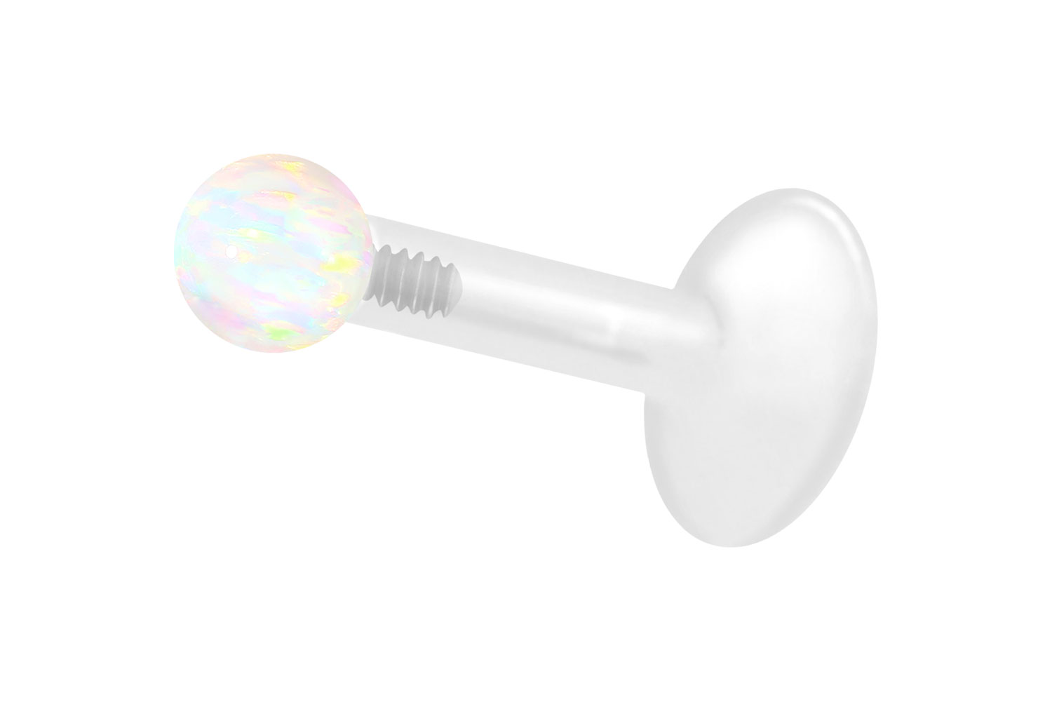 PTFE Labret Piercing mit Innengewinde + Titan-Aufsatz SYNTHETISCHER OPAL